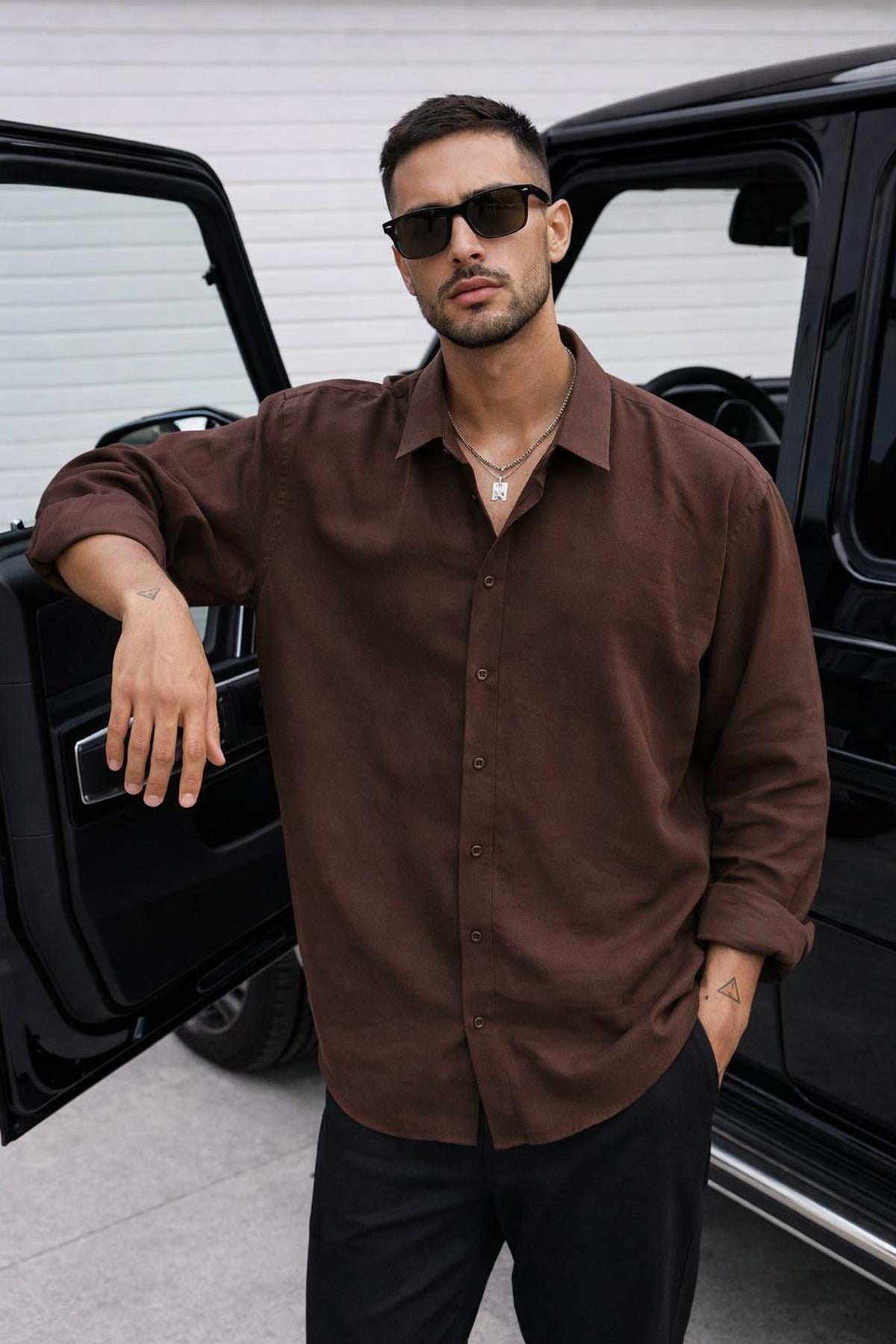 Uzun Kol Yazlık Modal Kumaş Gömlek