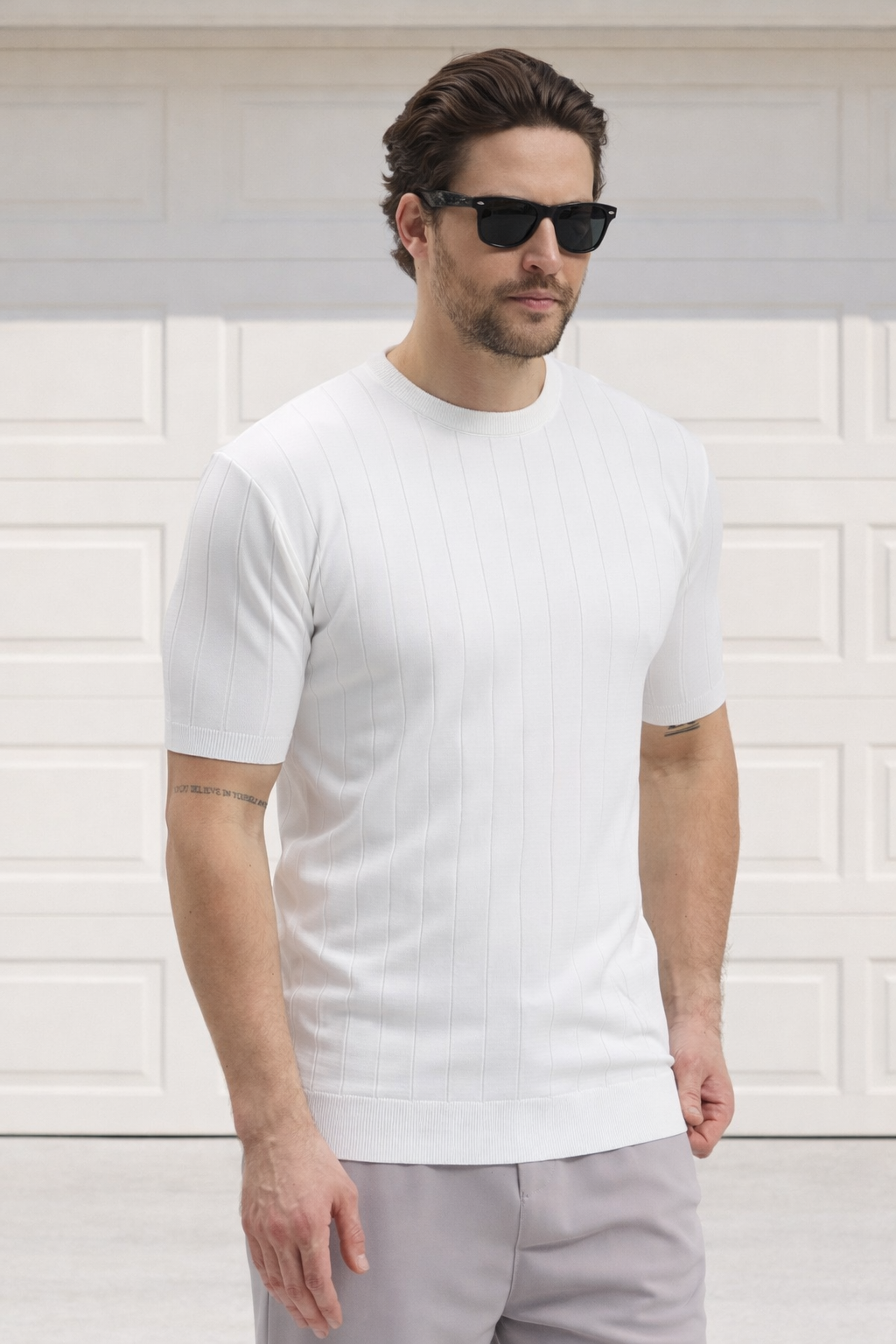 Bisiklet Yaka Triko Erkek Pamuklu Tişört