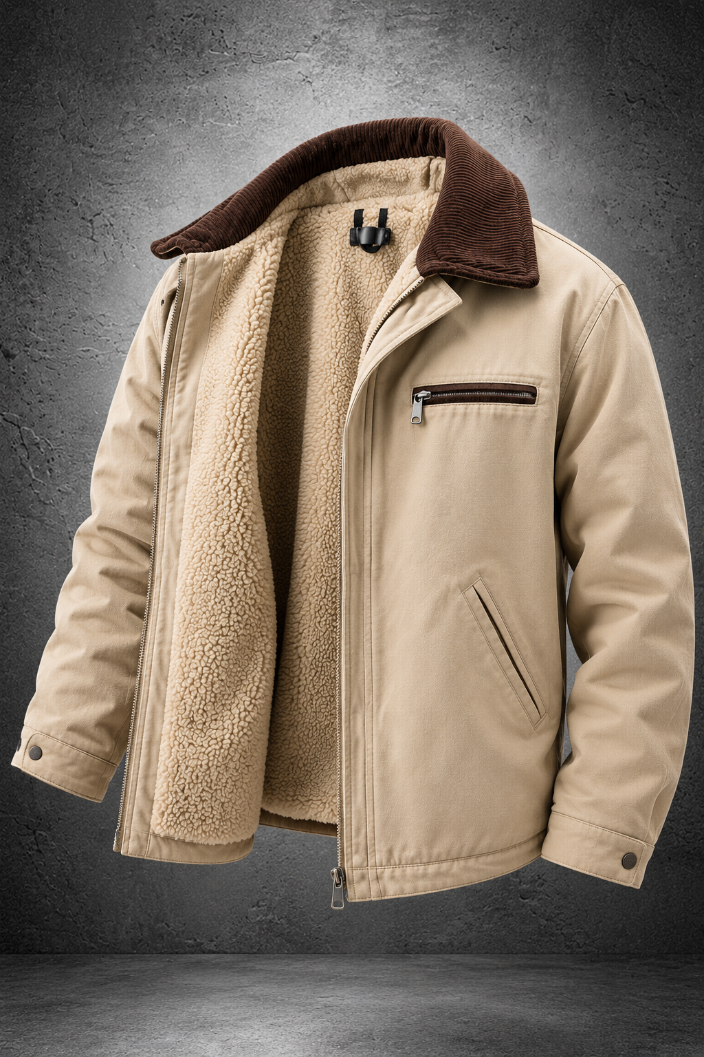 Erkek İçi Kürklü Gabardin Mont