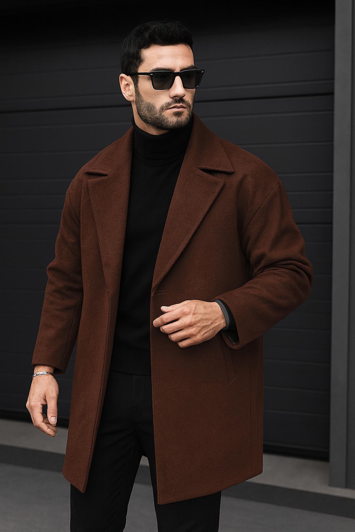 Delpino Erkek Oversize Uzun Kaşe Kaban