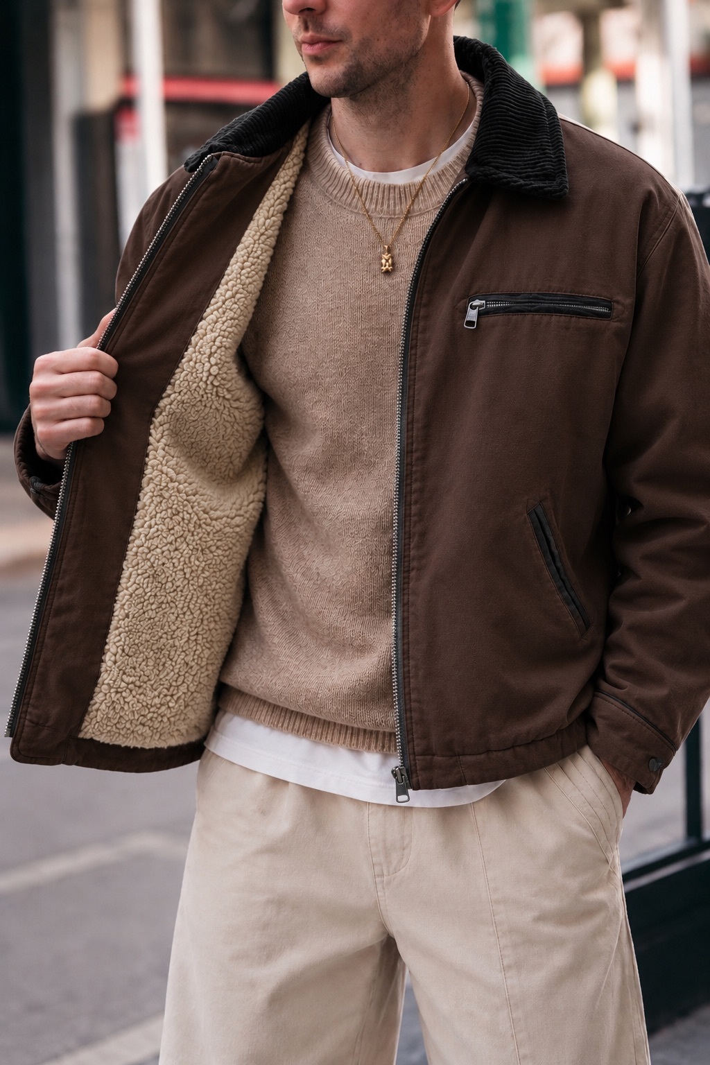 Erkek İçi Kürklü Gabardin Mont