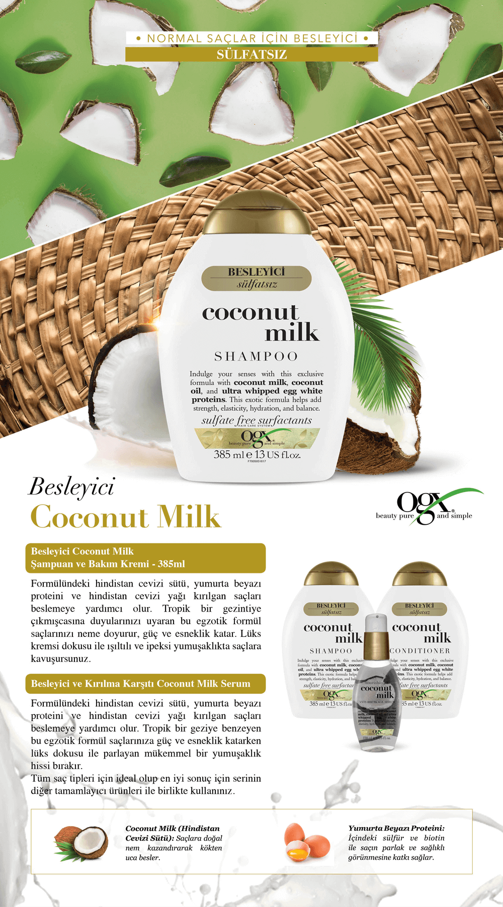 OGX Besleyici Coconut Milk Şampuan 385 ML | Ehersey.com