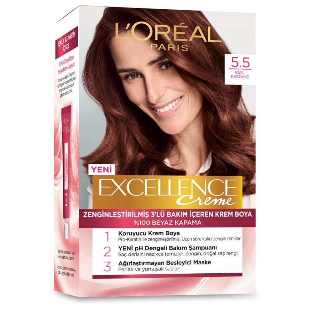 Loreal Paris Excellence Creme Saç Boyası 5-5 Kızıl Kestane | Ehersey.com