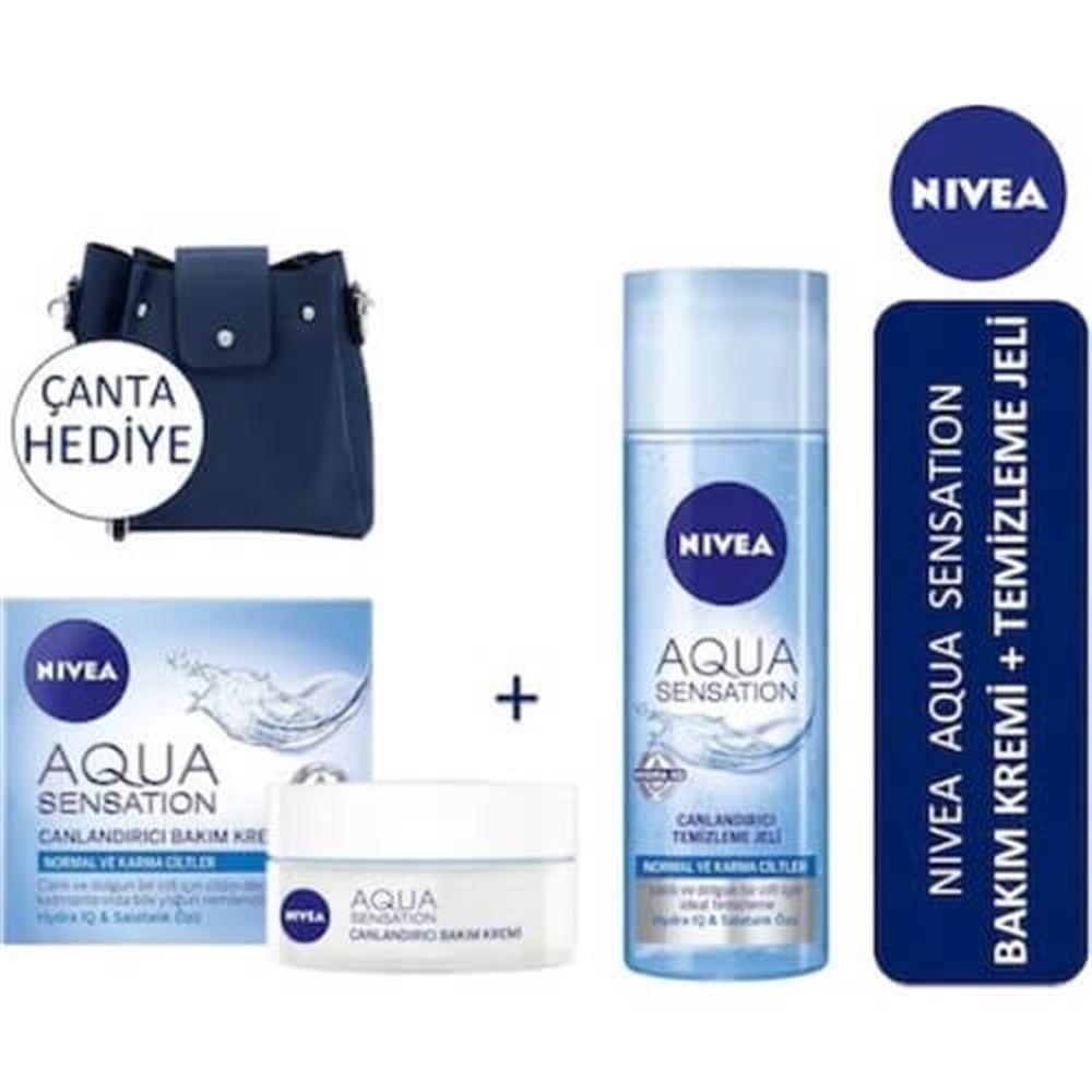Nivea Aqua Sensation Canlandırıcı Yüz Temizleme Jeli 200 ml+ Bakım Kremi 50  ml + Çanta | Ehersey.com