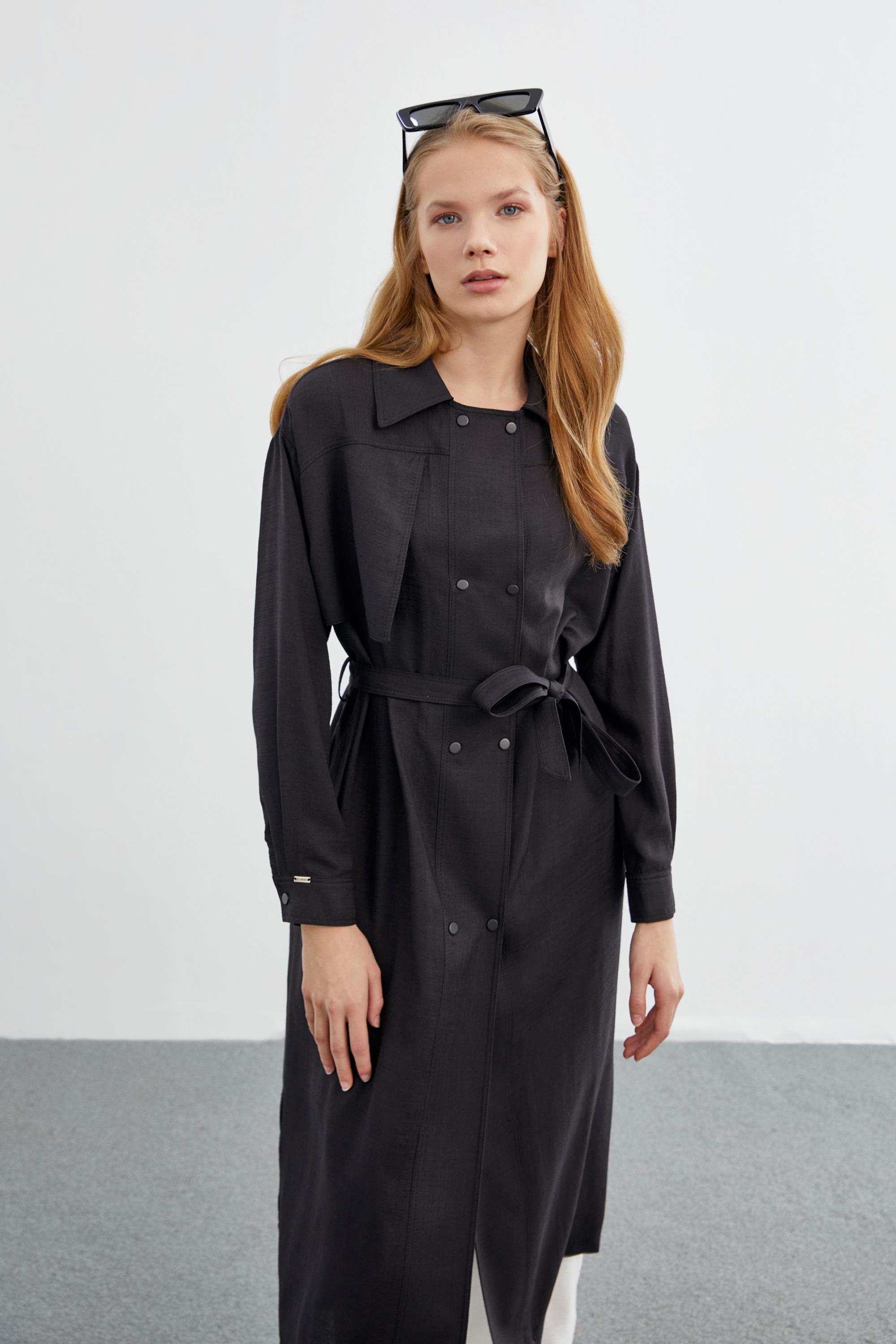 Kuşak Detaylı Siyah Giy Çık GÇ-0197 - Zühre