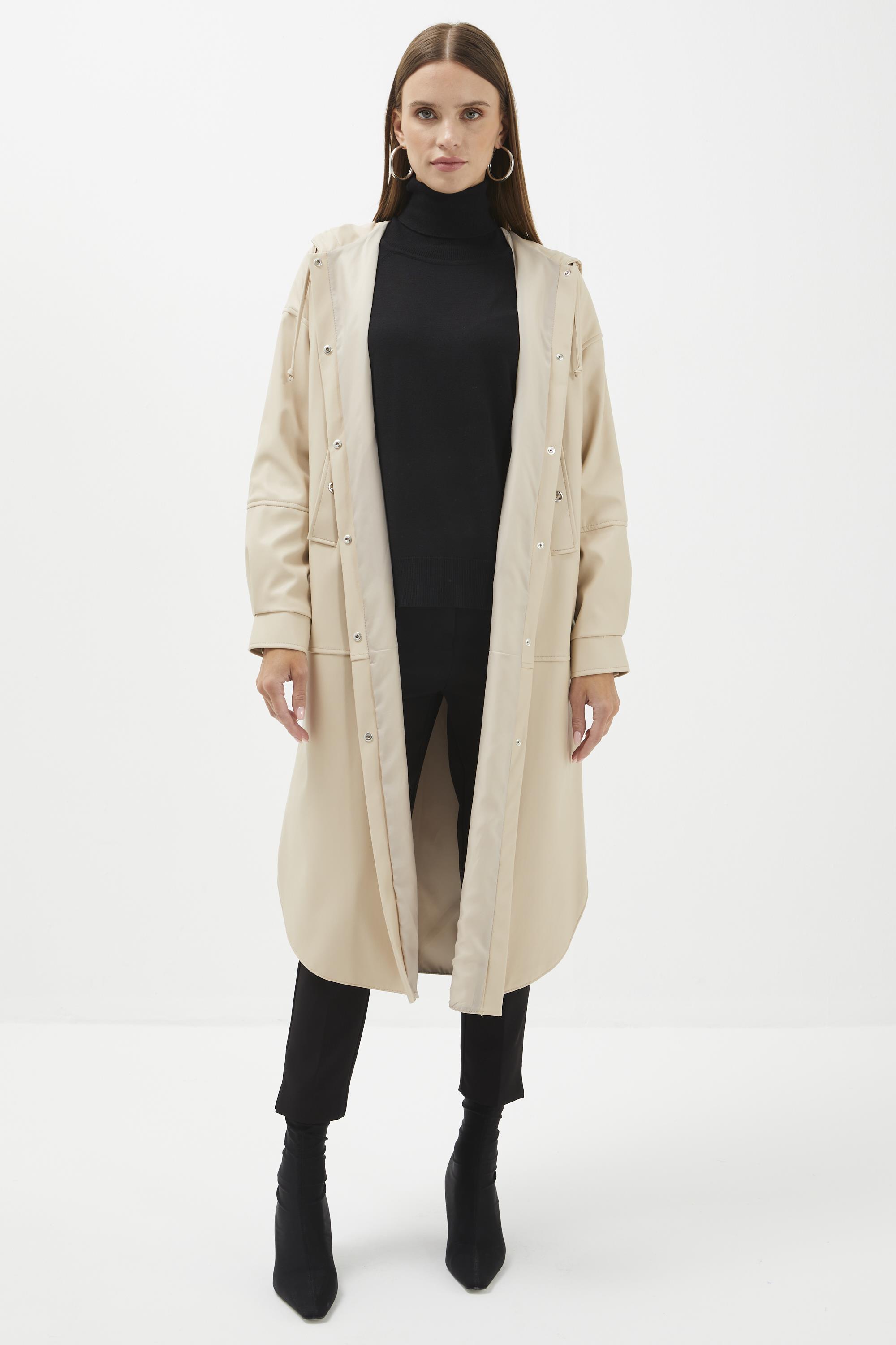 Kapüşonlu Cep Detaylı Uzun Taş Giy Çık GÇ-0135 - Zühre