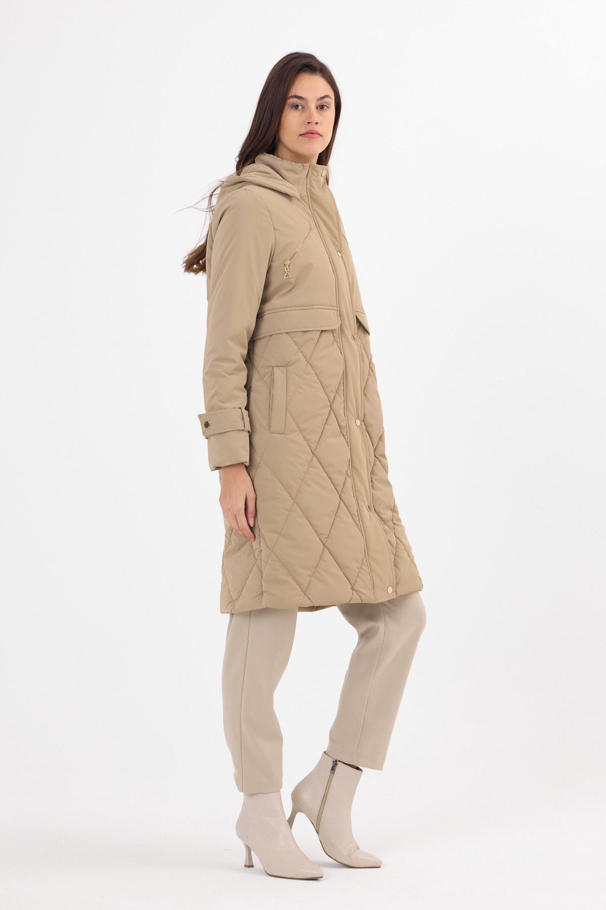 ふわふわ Zühre Kapüşonlu Üçlü Kapitone Lacivert Mont 13692 - Fiyatı, Yorumları