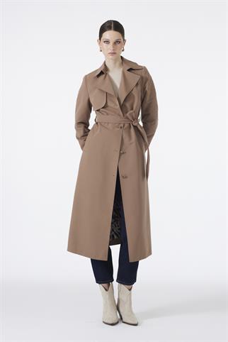 めめ Kruvaze Yaka Kol İşleme Detaylı Mocha Trençkot 13724