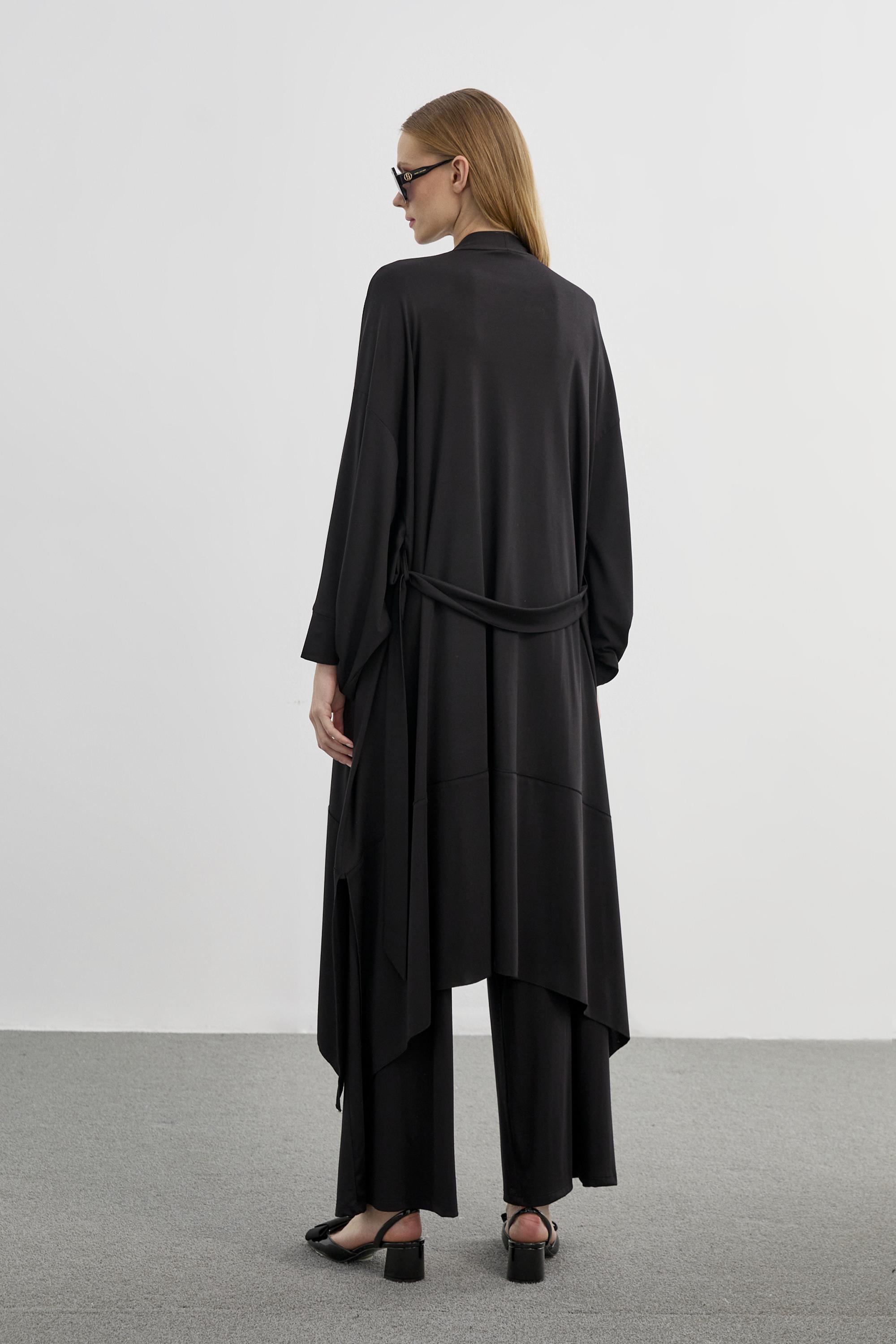 Renk Bloklu Siyah Üçlü Kombin Takım TK-1248 - Zühre