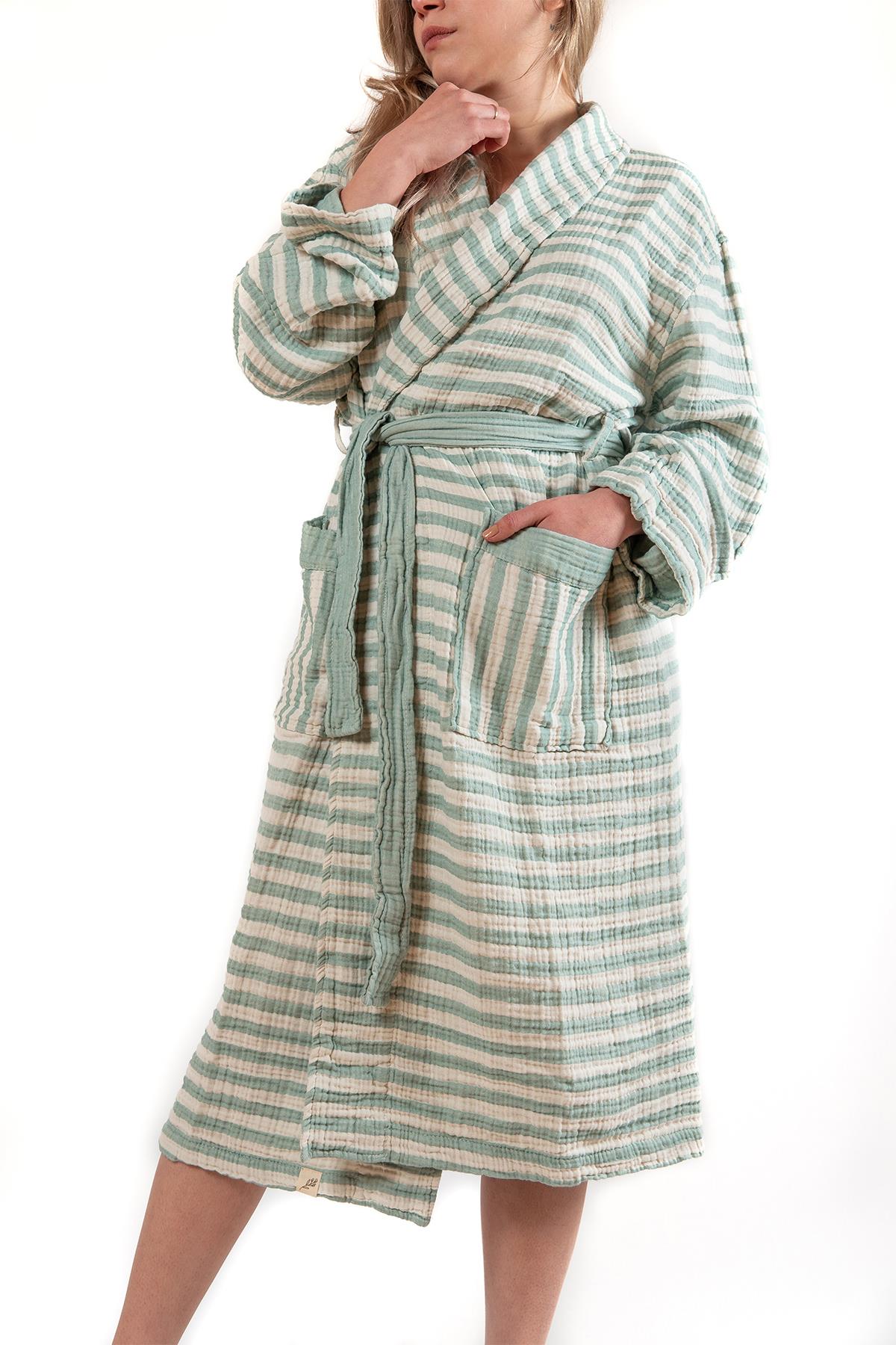 Unisex Arya Müslin Bornoz Mint