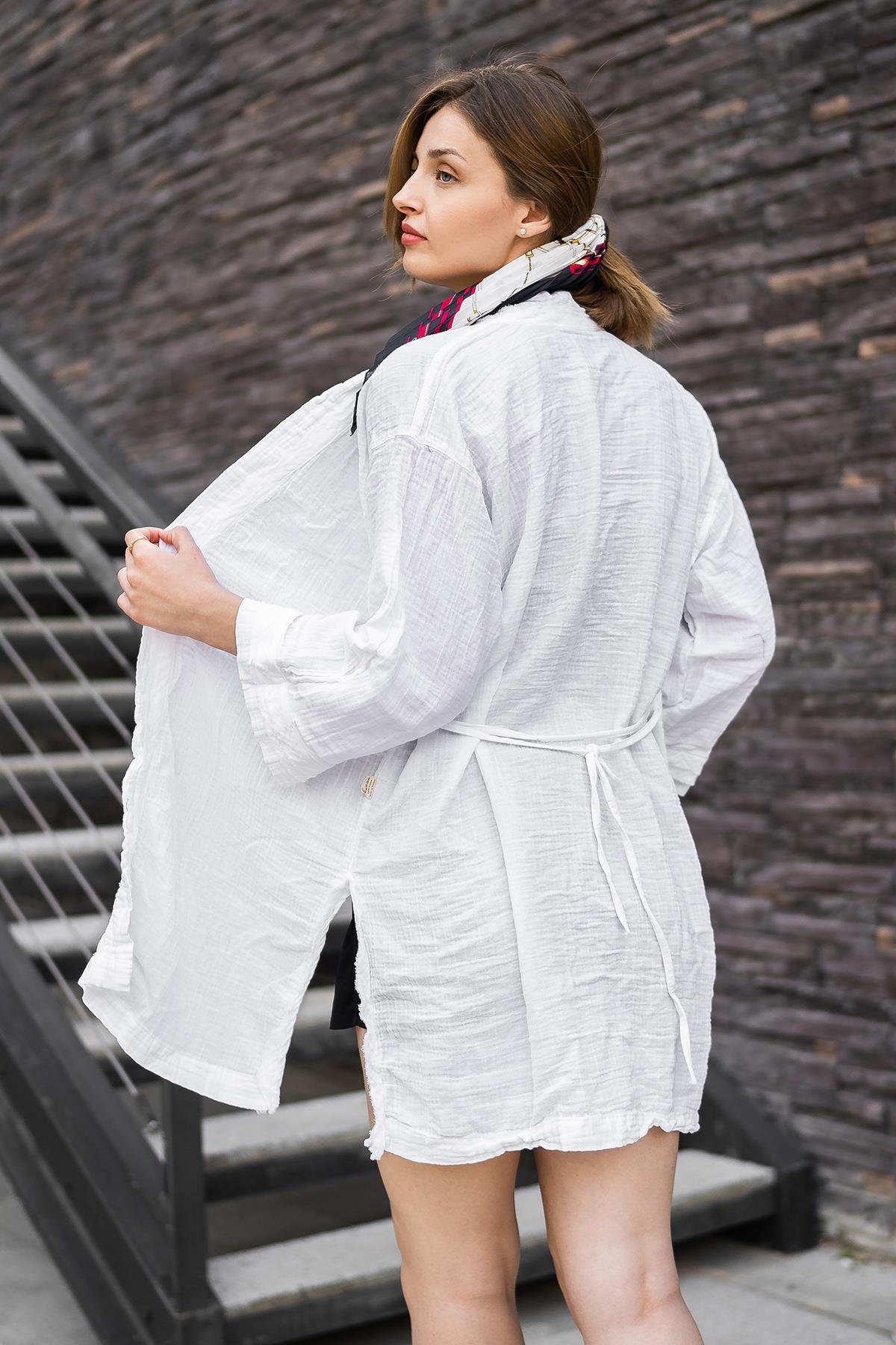 Blaze Müslin Kadın Kimono Beyaz