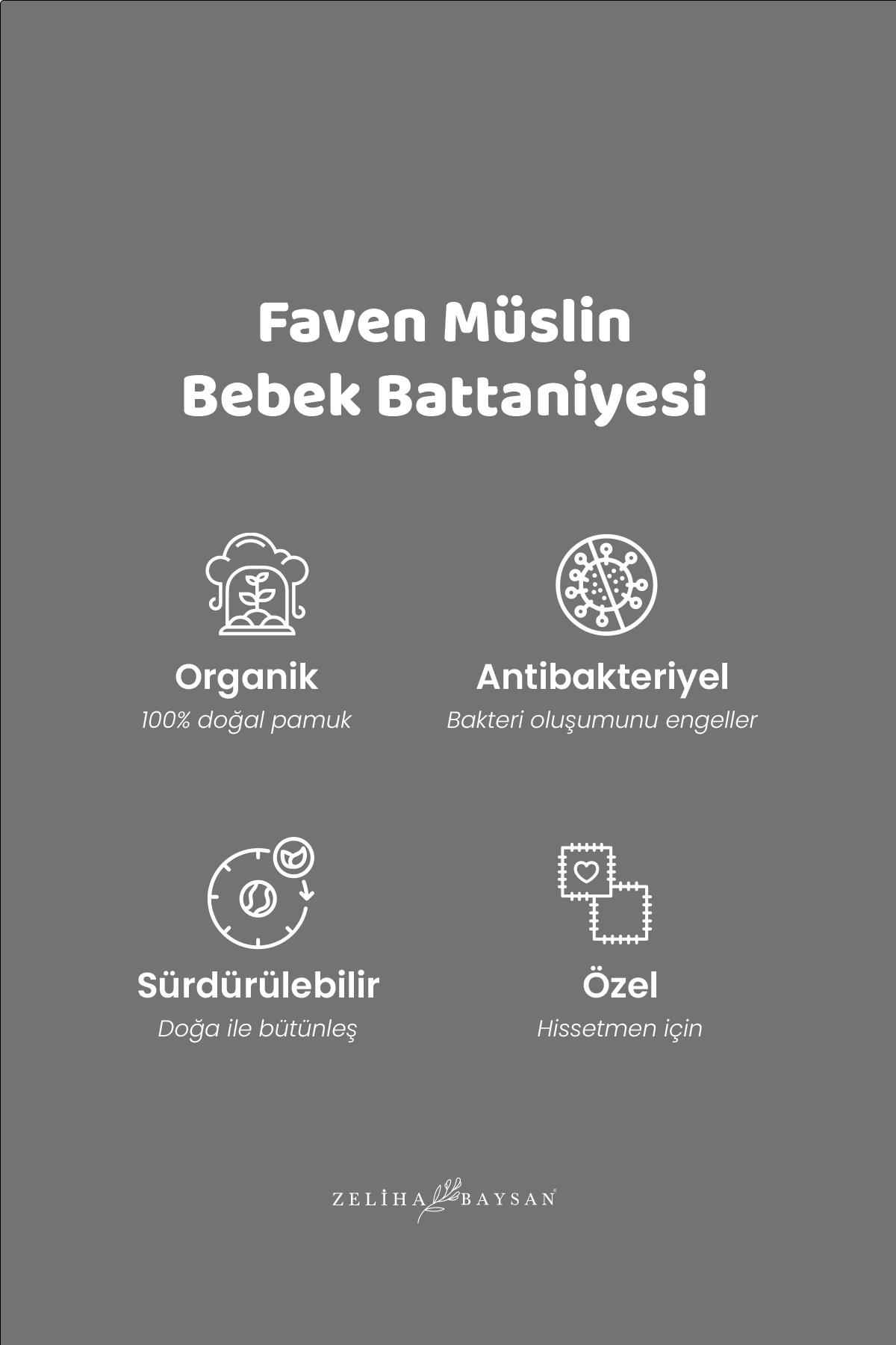 Faven Müslin Bebek Battaniyesi Gri