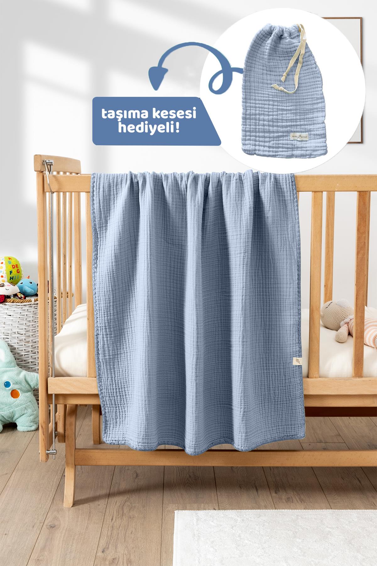 Faven Müslin Bebek Battaniyesi Mavi