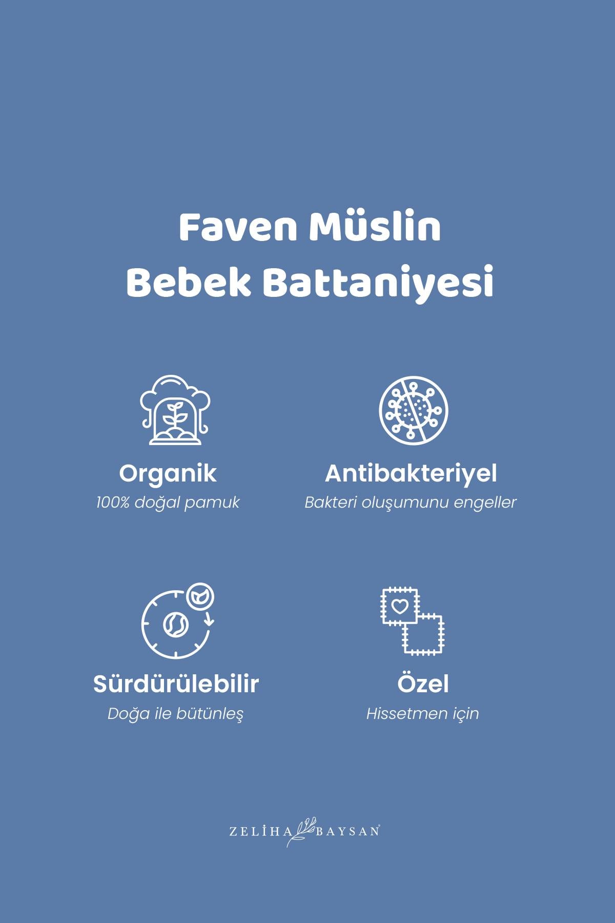 Faven Müslin Bebek Battaniyesi Mavi