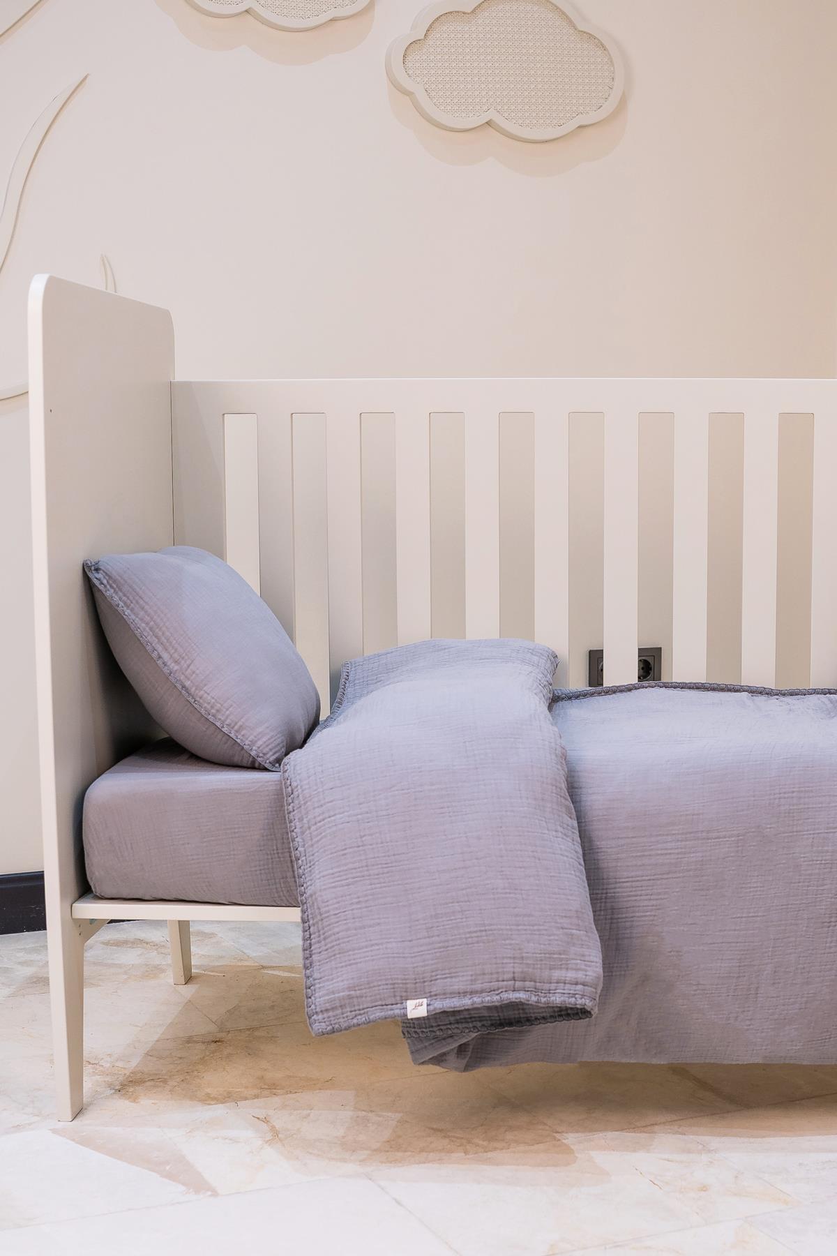 Faven Müslin Bebek Nevresim Takımı Gri