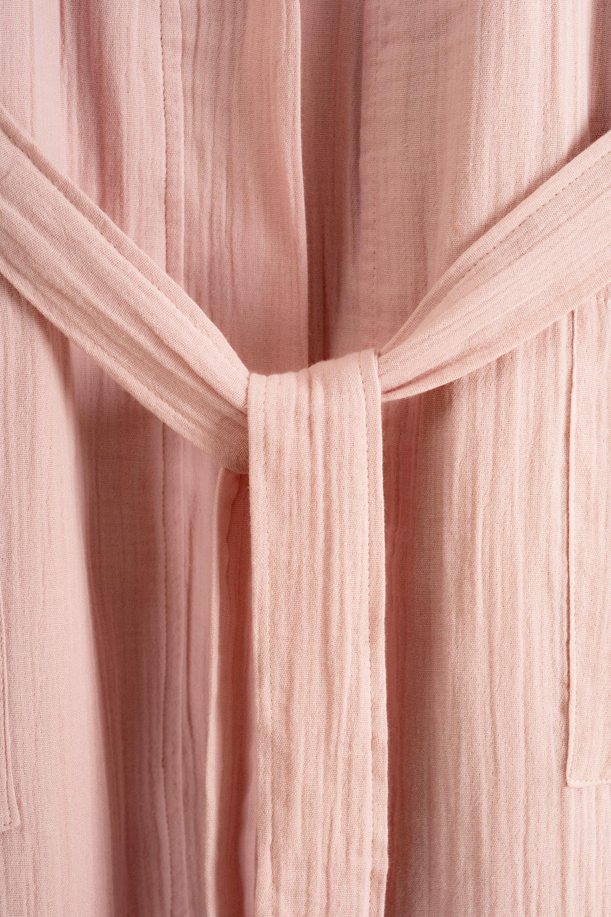 Kimono Yaka Unisex Müslin Bornoz Pudra