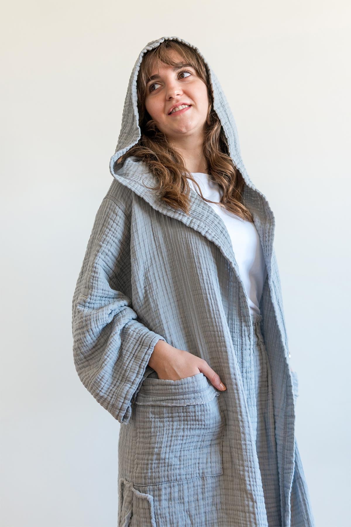 Unisex Lambert Müslin Kaftan Gri