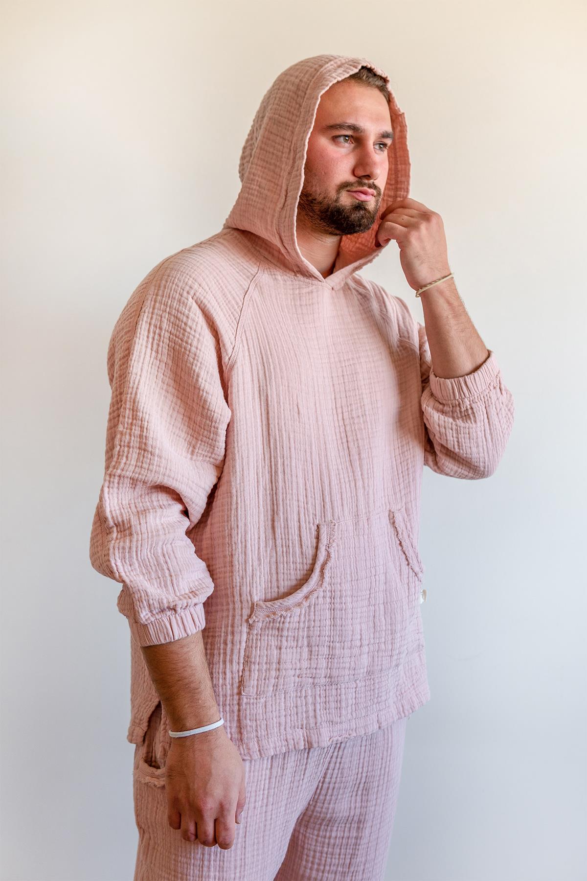 Lambert Müslin Unisex Kapüşonlu Sweat Pembe