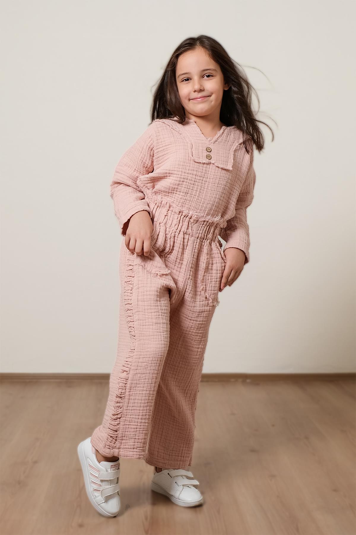 Lambert Müslin Unisex Çocuk Pantolon Pembe