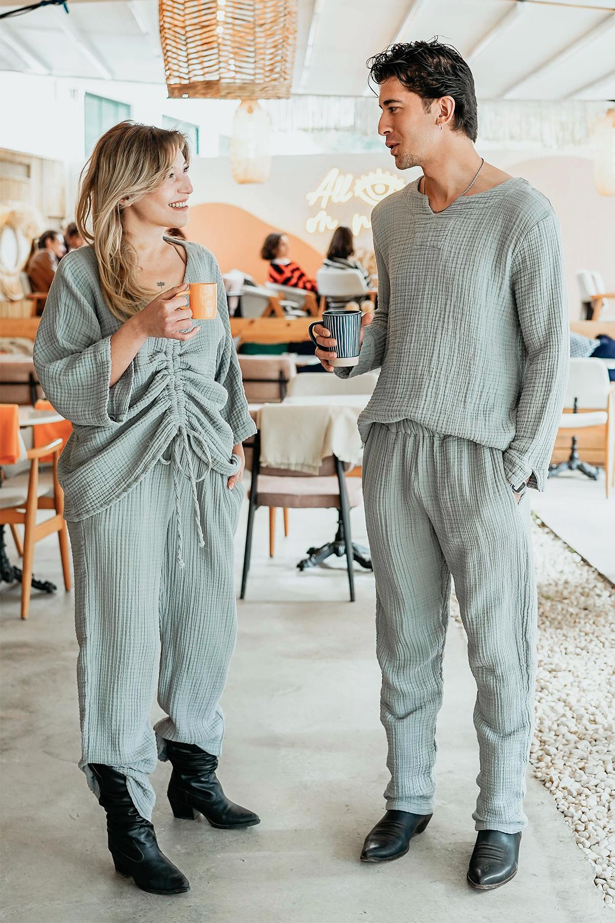 Luken Müslin Unisex Alt-Üst Takım Gri