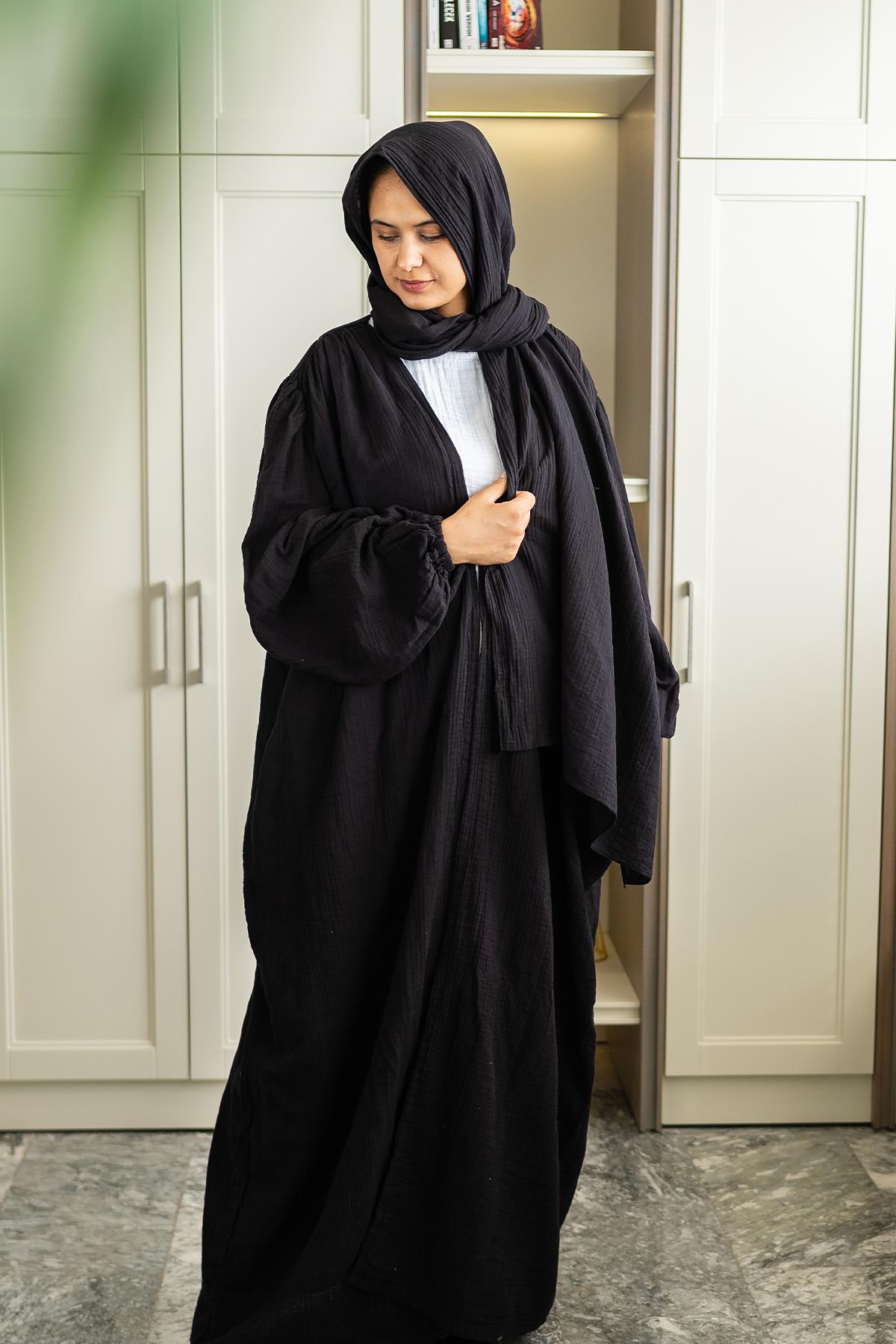 Ravi Müslin Hac & Umre Kimono Takım Siyah