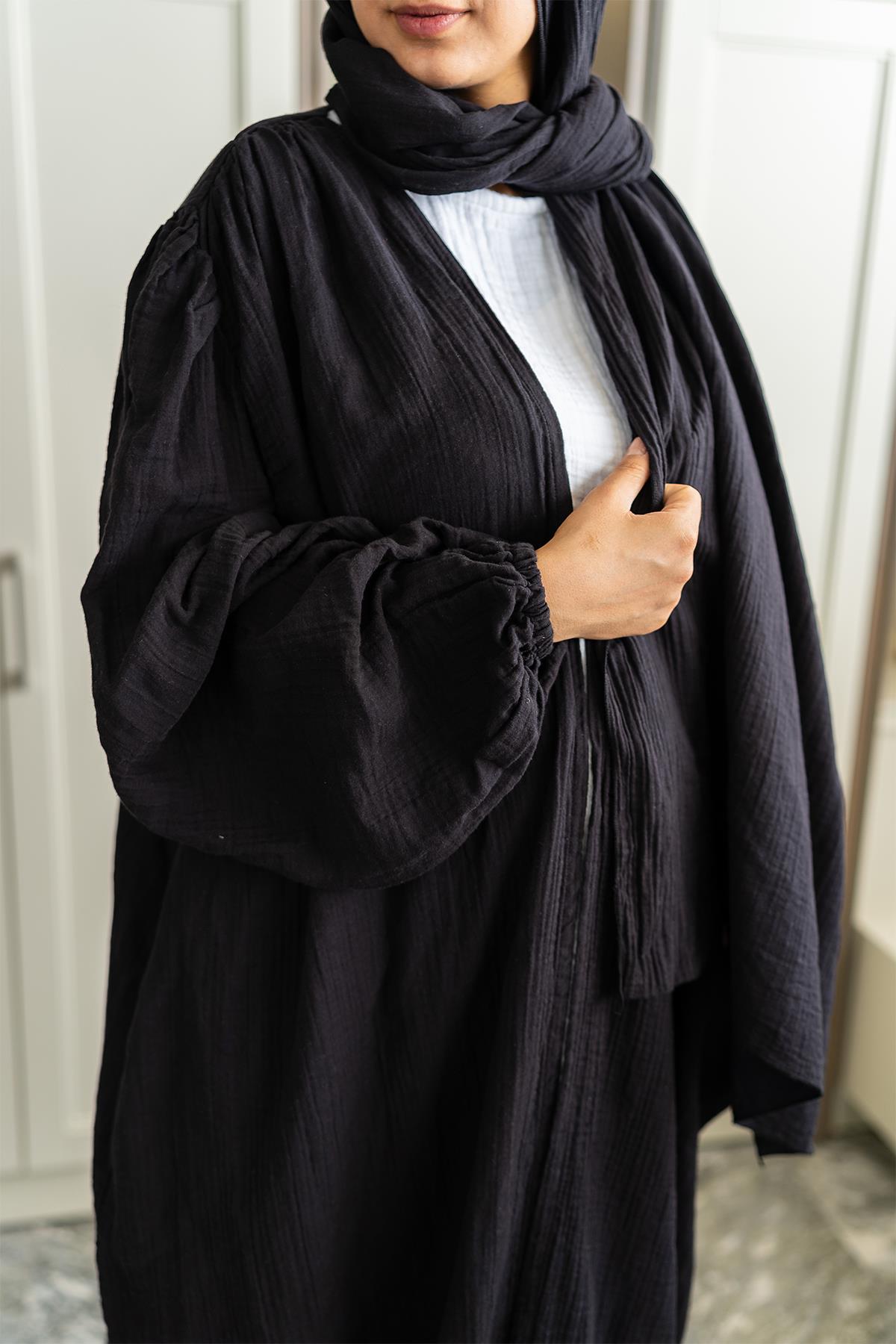 Ravi Müslin Hac & Umre Kimono Takım Siyah