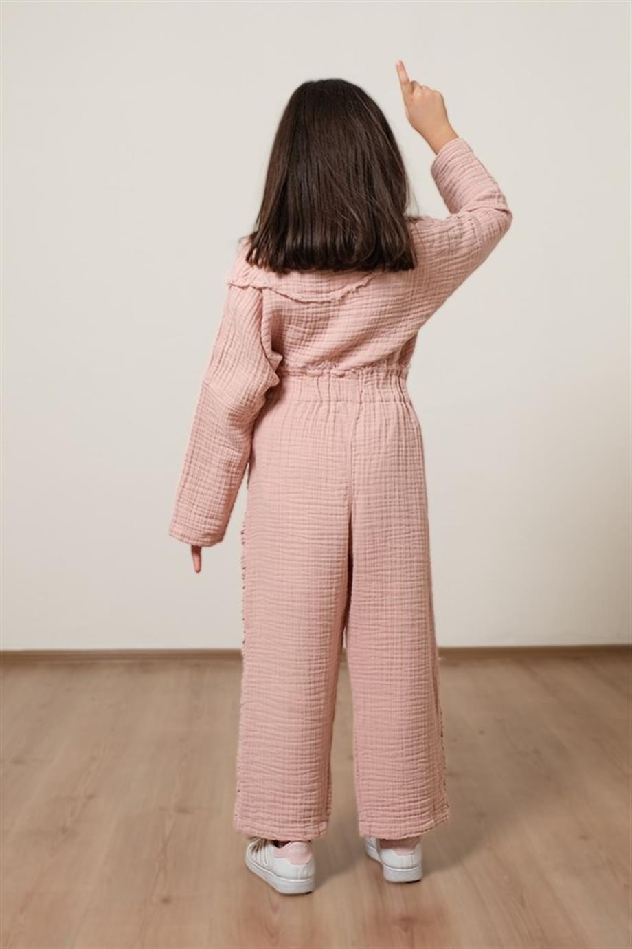 Lambert Müslin Unisex Çocuk Pantolon Pembe