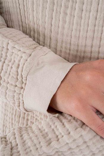 Brode Nakışlı Sırt Detay Unisex Müslin Sweat Bej