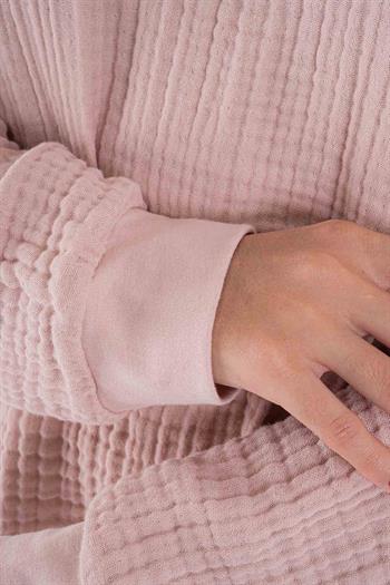 Brode Nakışlı Sırt Detay Unisex Müslin Sweat Pembe