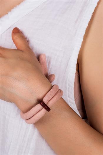 El Yapımı Özel Tasarım Müslin Bileklik Pembe