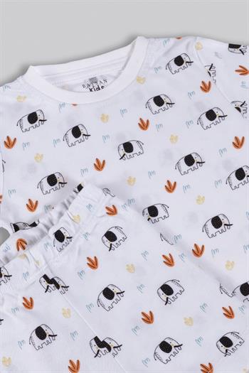 Elephant Baskılı Bambu Bebek & Çocuk Kısa Alt-Üst Takım