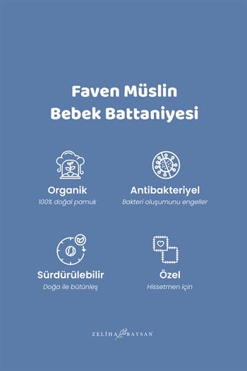 Faven Müslin Bebek Battaniyesi Mavi