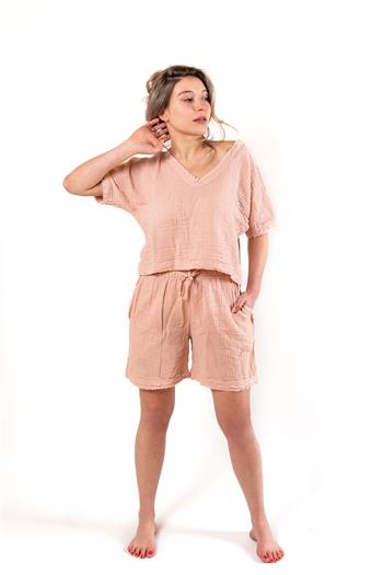 Faven Müslin Bluz Pembe