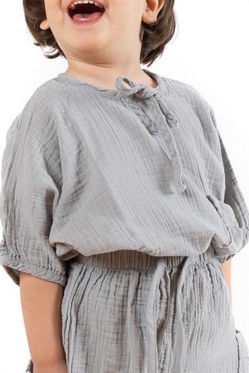 Faven Müslin Unisex Çocuk T-Shirt Gri