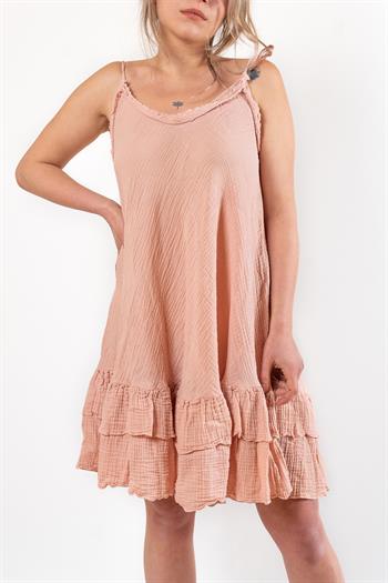 Faven Müslin Fırfırlı Elbise Pembe
