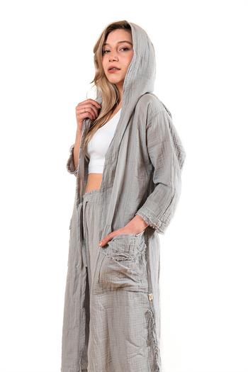 Unisex Faven Müslin Kaftan Gri