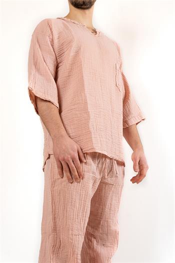 Faven Müslin Lastikli Erkek Pantolon Pembe