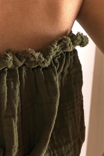 Kyra Müslin Straplez Crop Haki