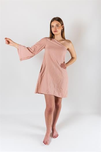 Kyra Müslin Tek Omuz Elbise Pembe