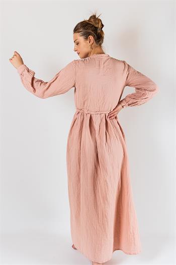 Kyra Müslin Hac & Umre Tesettür Elbise Pembe