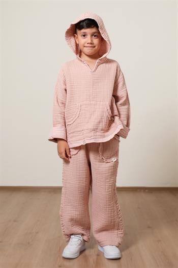Lambert Müslin Çocuk Kapüşonlu Sweat Pembe