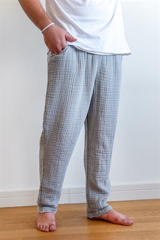 Lambert Müslin Düz Unisex Pantolon Gri