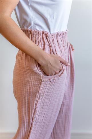 Lambert Müslin Düz Unisex Pantolon Pembe