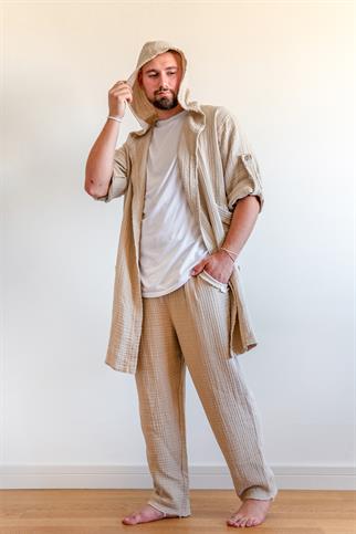 Unisex Lambert Müslin Kaftan Bej