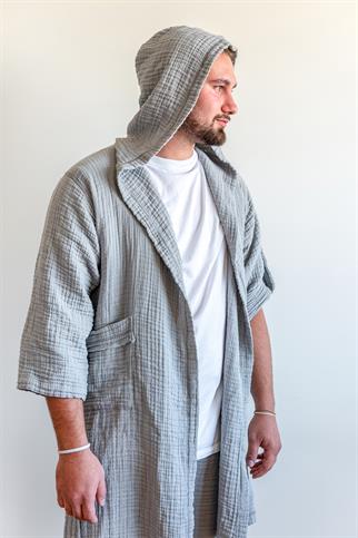 Unisex Lambert Müslin Kaftan Gri