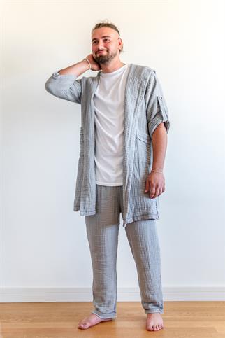 Unisex Lambert Müslin Kaftan Gri