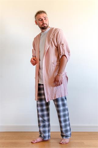 Unisex Lambert Müslin Kaftan Pembe