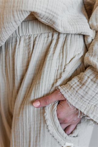 Lambert Müslin Lastikli Unisex Pantolon Bej