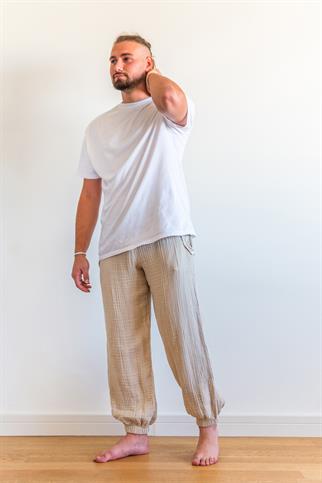 Lambert Müslin Lastikli Unisex Pantolon Bej