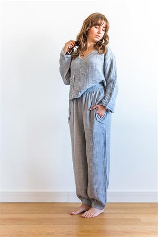 Lambert Müslin Lastikli Unisex Pantolon Gri